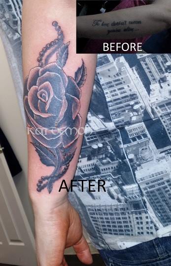 rose and pearls cover up tattoo